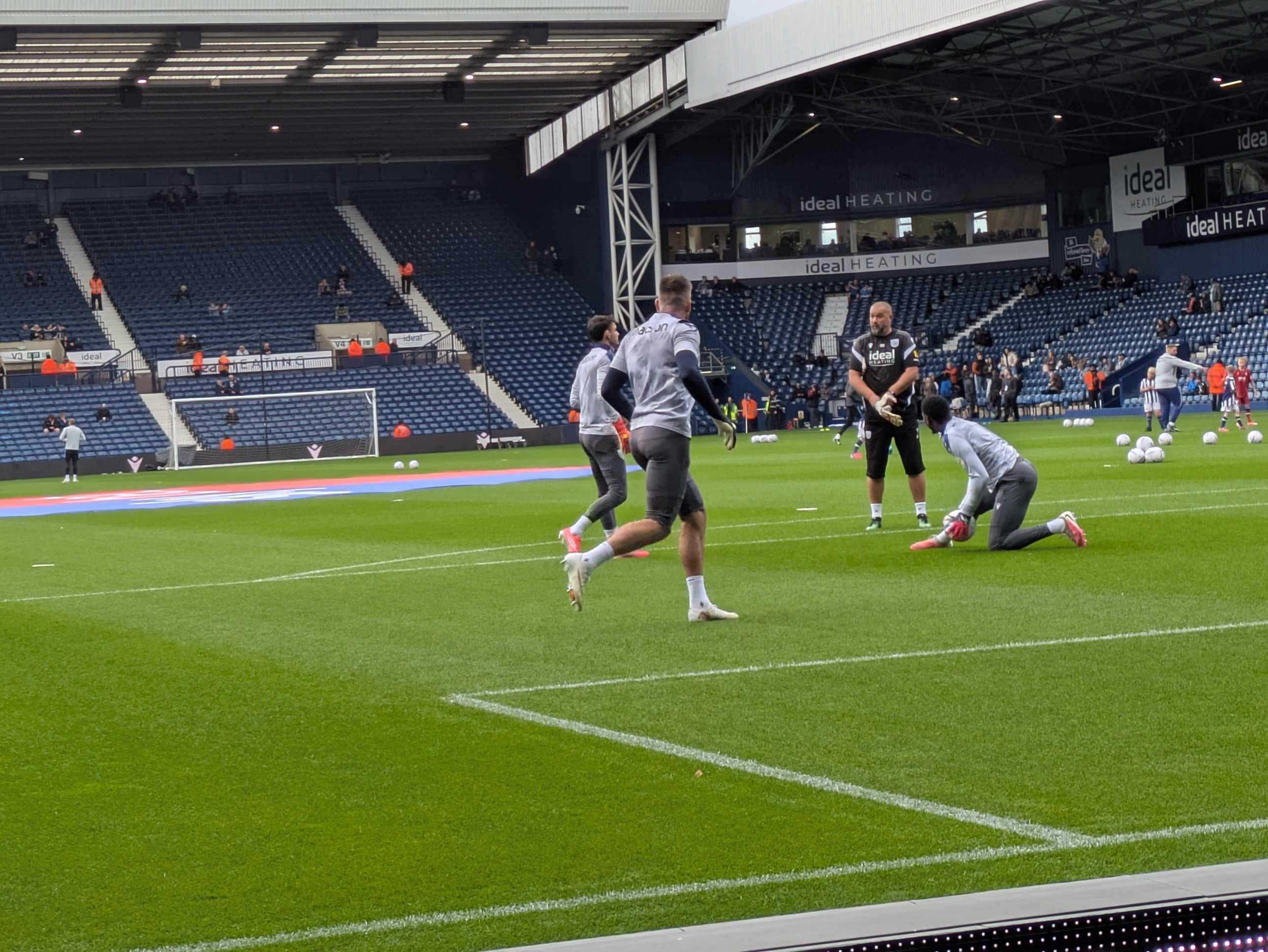 Goalkeepers warming up before West Brom v Birmingham City