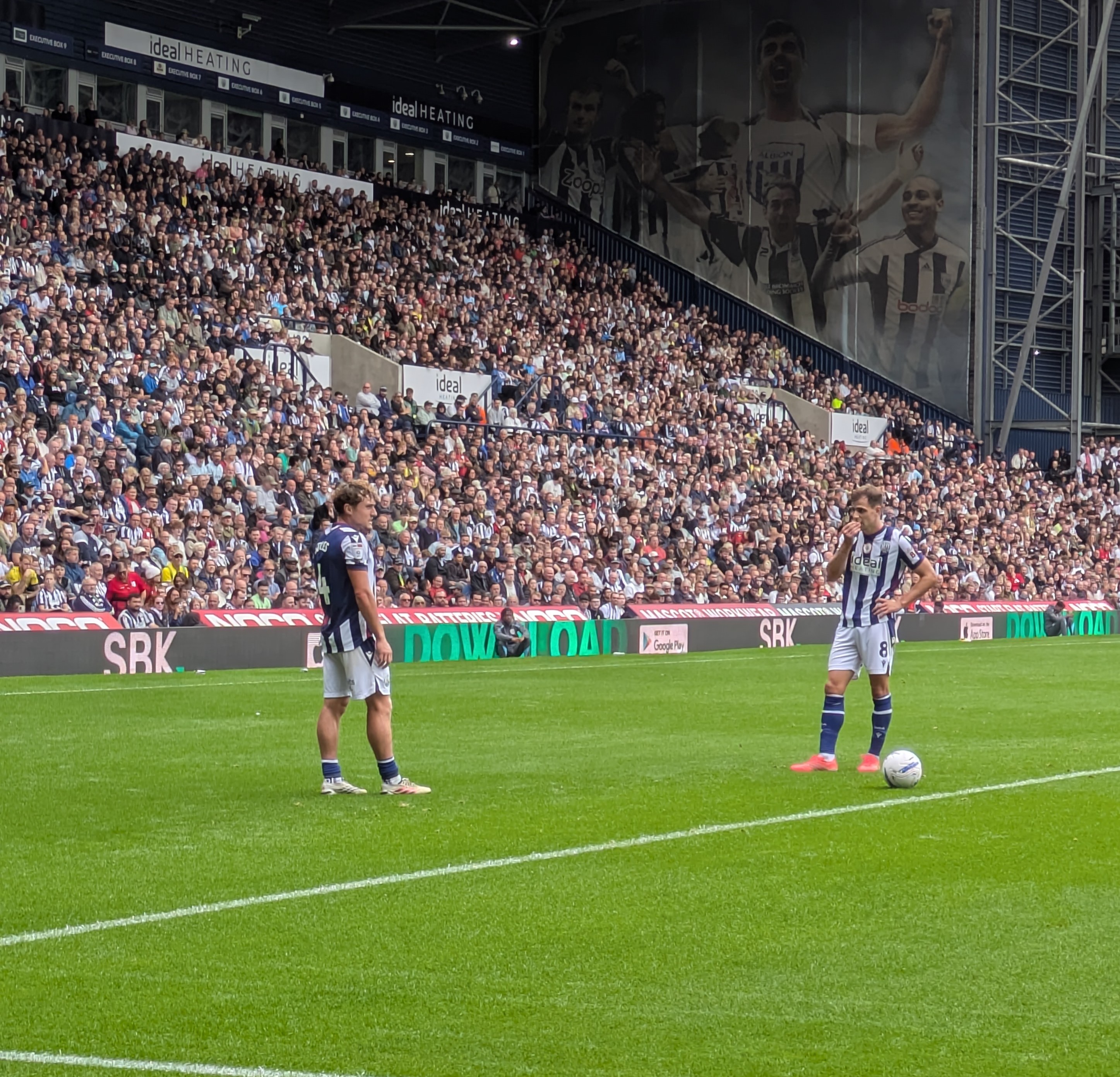 West Brom players lining up a set piece against QPR
