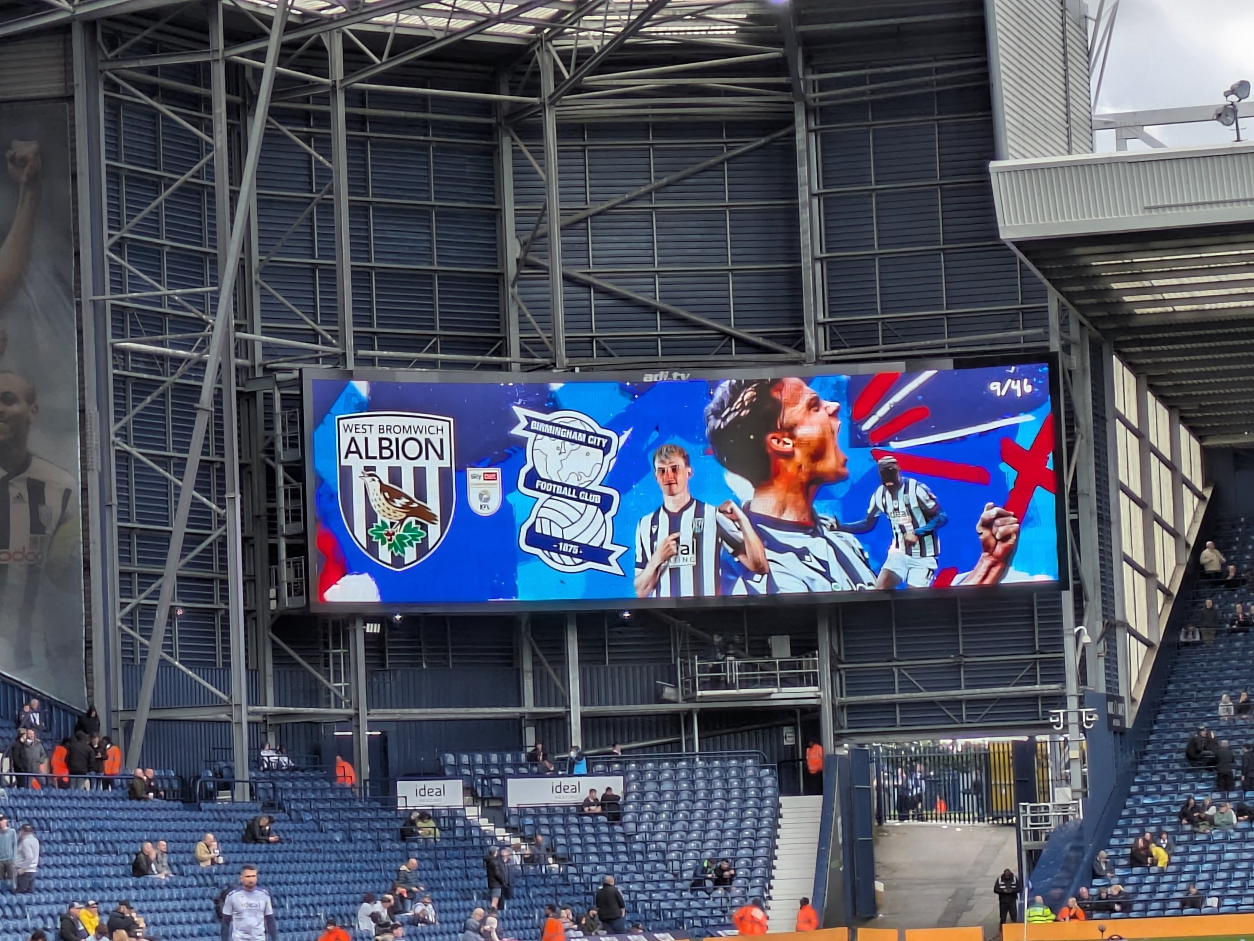Big screen at The Hawthorns showing West Bromwich Albion v Birmingham City